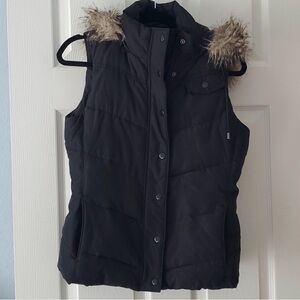 Banana Republic Black Vest with Faux Fur Accents